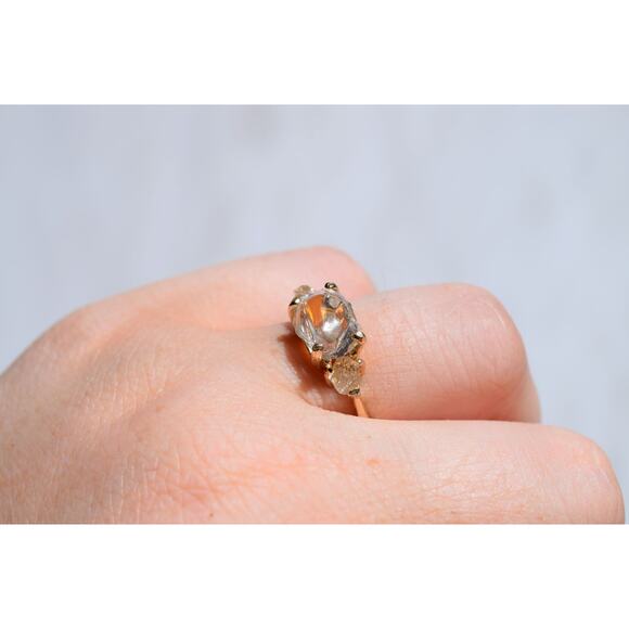 Size 7 14k Gold Diamond Ring, Raw Diamond Engagement Ring, Solid Gold Engagement - Picture 6 of 10